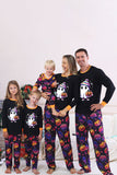 Pyjama d’Halloween familial à manches longues imprimé noir