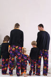 Pyjama d’Halloween familial à manches longues imprimé noir