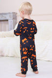 Pyjama d’Halloween familial à manches longues imprimé bleu marine