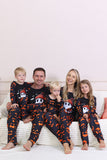 Pyjama d’Halloween familial à manches longues imprimé bleu marine