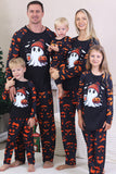 Pyjama d’Halloween familial à manches longues imprimé bleu marine