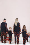 Pyjama d’Halloween familial à manches longues imprimé bleu marine