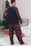Pyjama d’Halloween familial à manches longues imprimé bleu marine