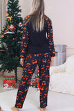 Pyjama d’Halloween familial à manches longues imprimé bleu marine