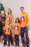 Pyjama d’Halloween familial à manches longues imprimé orange