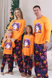 Pyjama d’Halloween familial à manches longues imprimé orange