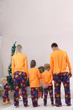 Pyjama d’Halloween familial à manches longues imprimé orange