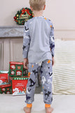 Pyjama familial d’Halloween à manches longues imprimé gris