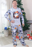 Pyjama familial d’Halloween à manches longues imprimé gris