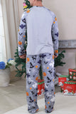 Pyjama familial d’Halloween à manches longues imprimé gris