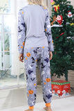 Pyjama familial d’Halloween à manches longues imprimé gris