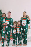 Pyjama de Noël familial à manches longues imprimé Père Noël vert foncé