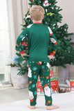 Pyjama de Noël familial à manches longues imprimé Père Noël vert foncé