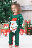 Pyjama de Noël familial à manches longues imprimé Père Noël vert foncé