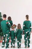 Pyjama de Noël familial à manches longues imprimé Père Noël vert foncé