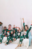 Pyjama de Noël familial à manches longues imprimé Père Noël vert foncé