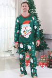 Pyjama de Noël familial à manches longues imprimé Père Noël vert foncé
