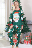 Pyjama de Noël familial à manches longues imprimé Père Noël vert foncé