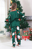 Pyjama de Noël familial à manches longues imprimé Père Noël vert foncé