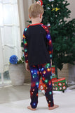 Lumières bleu marine arbre imprimé famille ensembles de pyjamas de Noël assortis