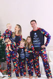 Lumières bleu marine arbre imprimé famille ensembles de pyjamas de Noël assortis