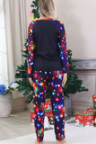 Lumières bleu marine arbre imprimé famille ensembles de pyjamas de Noël assortis