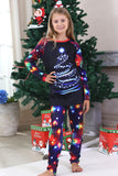 Lumières bleu marine arbre imprimé famille ensembles de pyjamas de Noël assortis