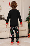 Noir Noël Père Noël Imprimé Famille Pyjamas Assortis Ensembles