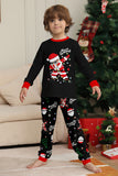 Noir Noël Père Noël Imprimé Famille Pyjamas Assortis Ensembles