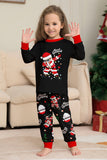 Noir Noël Père Noël Imprimé Famille Pyjamas Assortis Ensembles