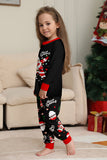 Noir Noël Père Noël Imprimé Famille Pyjamas Assortis Ensembles