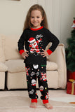 Noir Noël Père Noël Imprimé Famille Pyjamas Assortis Ensembles