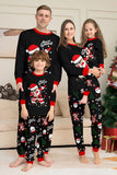 Noir Noël Père Noël Imprimé Famille Pyjamas Assortis Ensembles