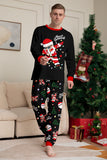 Noir Noël Père Noël Imprimé Famille Pyjamas Assortis Ensembles