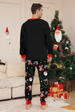 Noir Noël Père Noël Imprimé Famille Pyjamas Assortis Ensembles