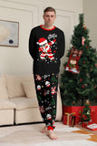 Noir Noël Père Noël Imprimé Famille Pyjamas Assortis Ensembles