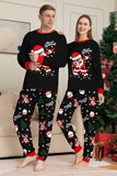 Noir Noël Père Noël Imprimé Famille Pyjamas Assortis Ensembles