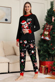Noir Noël Père Noël Imprimé Famille Pyjamas Assortis Ensembles