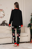 Noir Noël Père Noël Imprimé Famille Pyjamas Assortis Ensembles