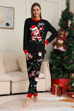 Noir Noël Père Noël Imprimé Famille Pyjamas Assortis Ensembles