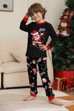 Noir Noël Père Noël Imprimé Famille Pyjamas Assortis Ensembles