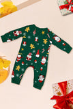 Vert foncé Noël imprimé Père Noël famille pyjama assorti