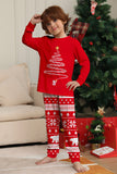 Arbre à imprimé rouge à manches longues Famille de Noël Pyjama assorti