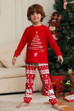 Arbre à imprimé rouge à manches longues Famille de Noël Pyjama assorti