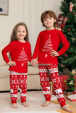 Arbre à imprimé rouge à manches longues Famille de Noël Pyjama assorti