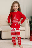 Arbre à imprimé rouge à manches longues Famille de Noël Pyjama assorti