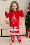 Arbre à imprimé rouge à manches longues Famille de Noël Pyjama assorti