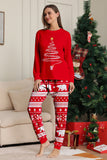 Arbre à imprimé rouge à manches longues Famille de Noël Pyjama assorti