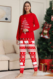 Arbre à imprimé rouge à manches longues Famille de Noël Pyjama assorti