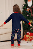 Ensemble de pyjama assorti familial imprimé Joyeux Noël bleu marine
